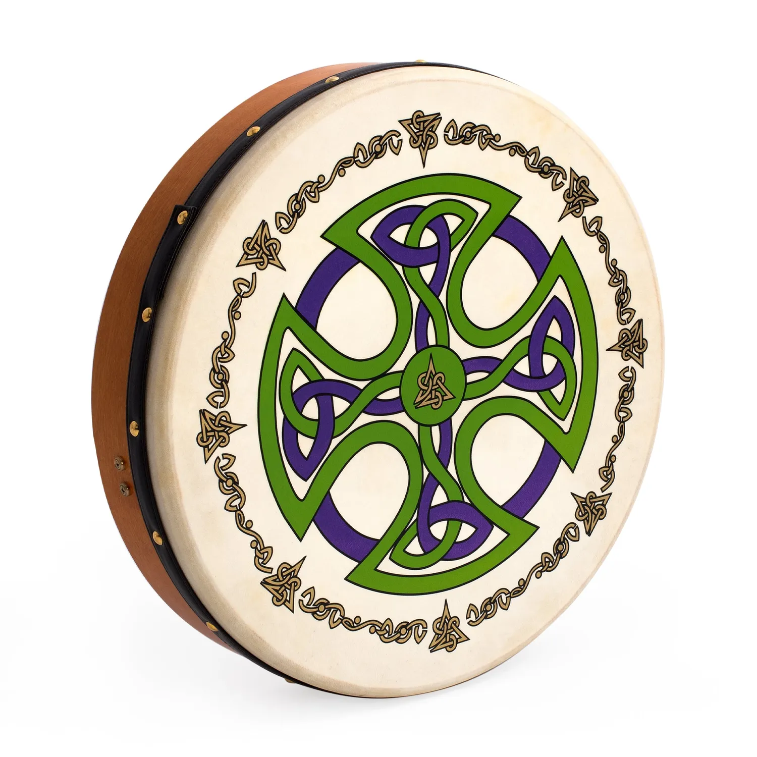 Percussion Plus Brosna Cross bodhran 18 inch met tas natuurvel