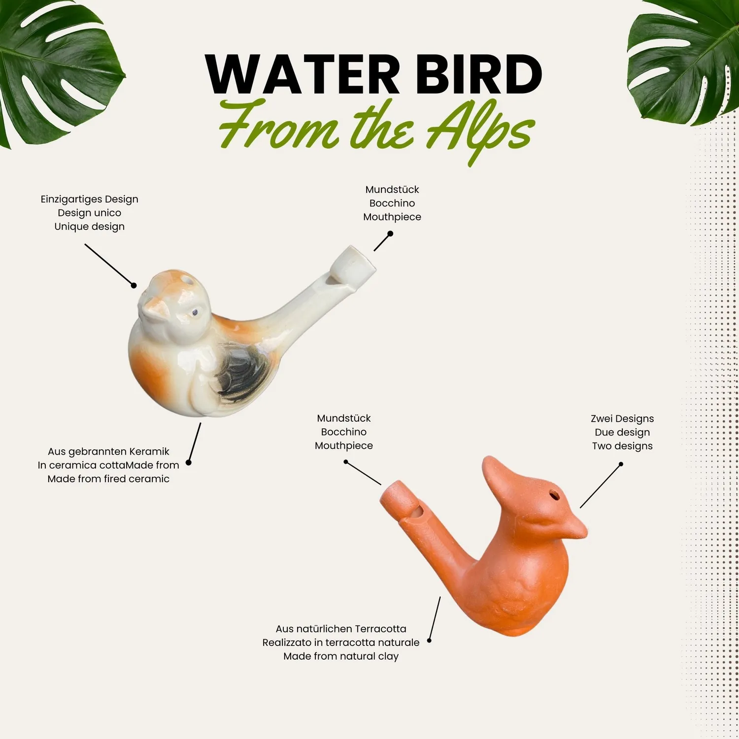 Plaschke Waterbird vogelfluitje terracotta naturel