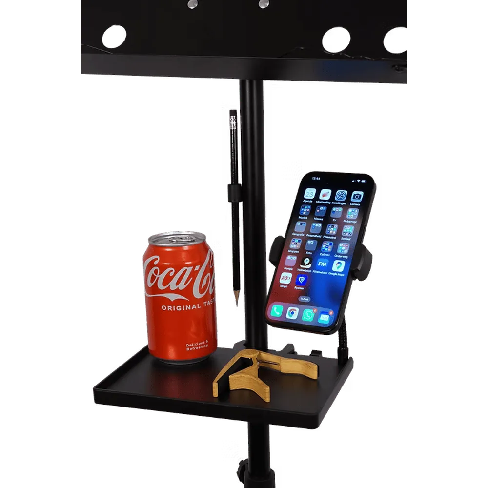 CLX lessenaar muziekstandaard met tray en telefoonhouder