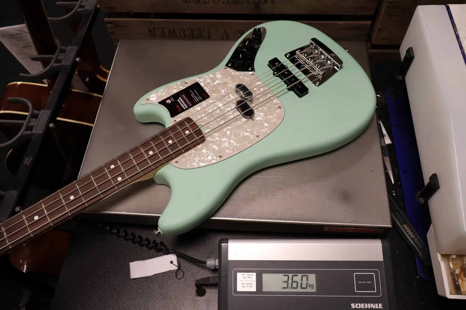 Fender American Performer Mustang basgitaar Surf Green