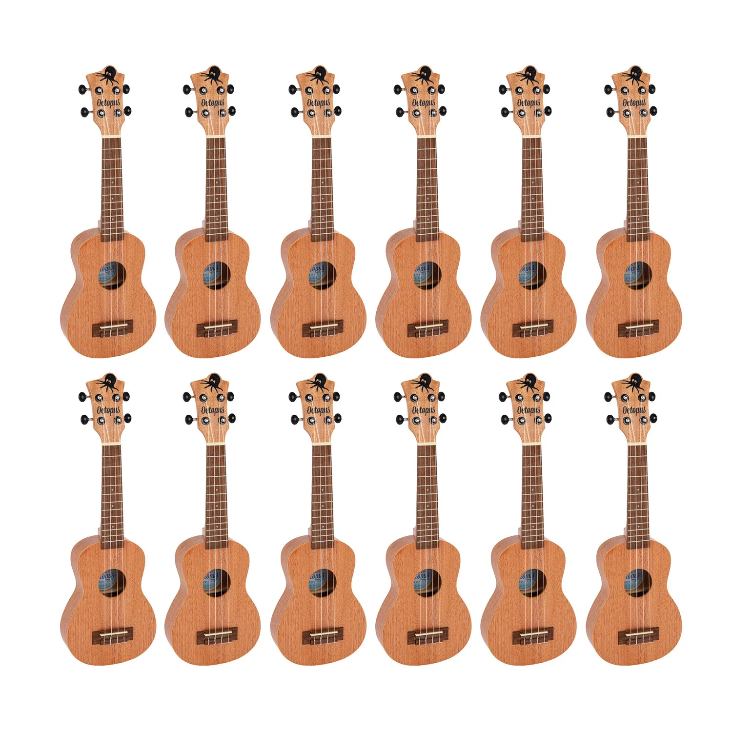 Octopus Academy sopraan ukelele 12-pack met gigbag
