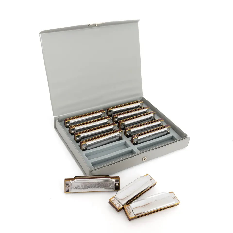 Suzuki Folkmaster mondharmonica set 12 stuks diatonisch