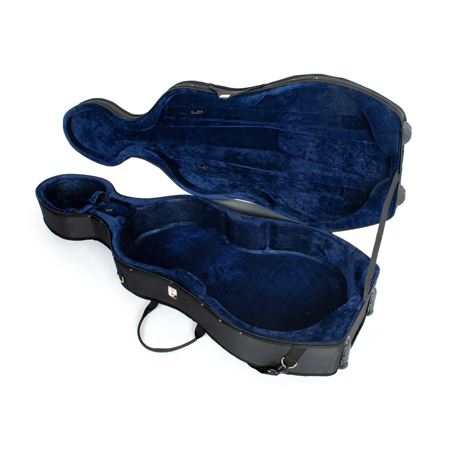 Tom & Will cellokoffer 4/4 met wielen blauw fluweel