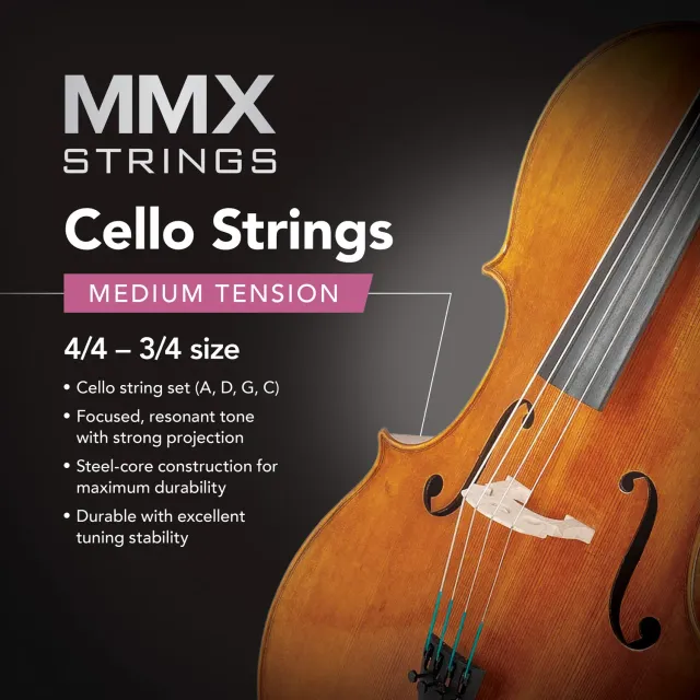 MMX cellosnaren 3/4-4/4 set stalen kern 4-snarig