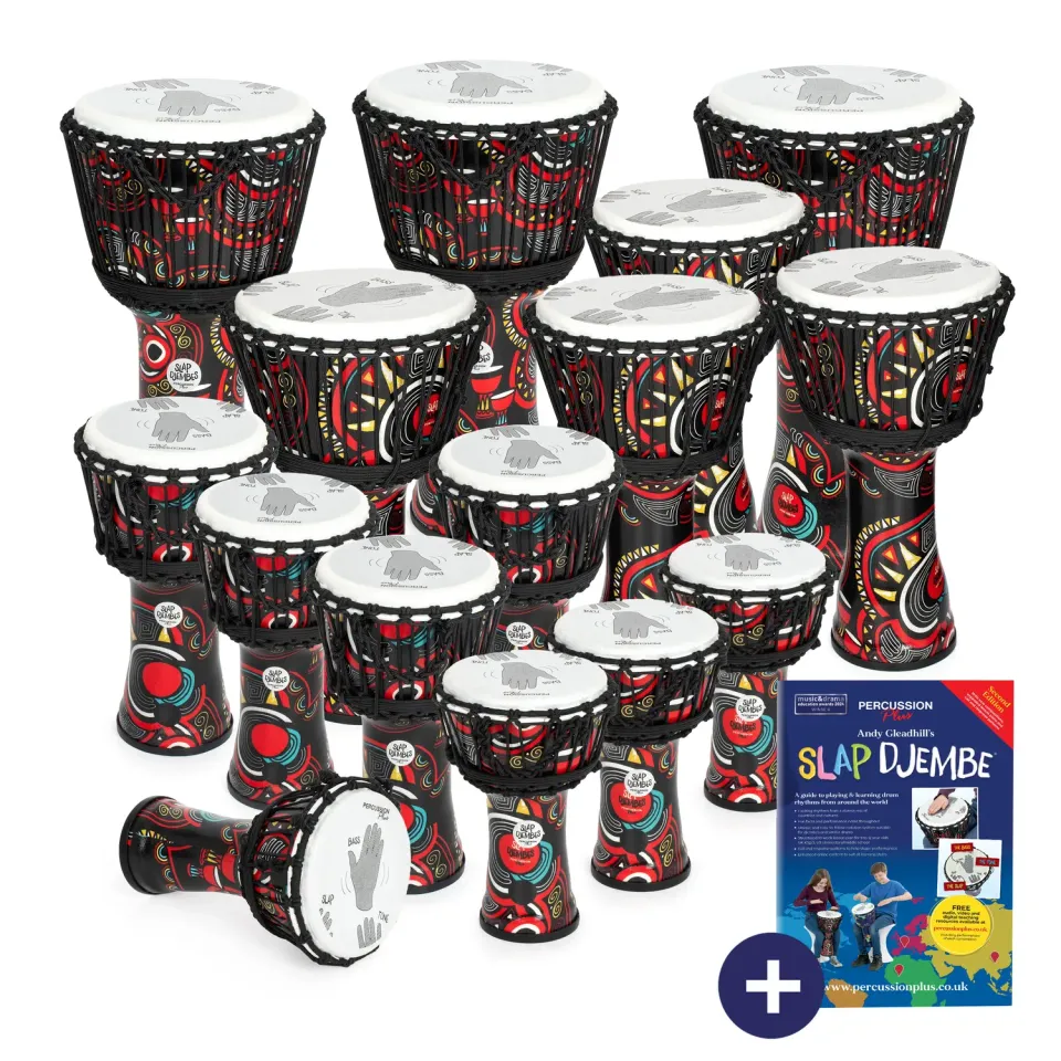 Percussion Plus Carnival Slap djembe set 15 stuks touwgestemd