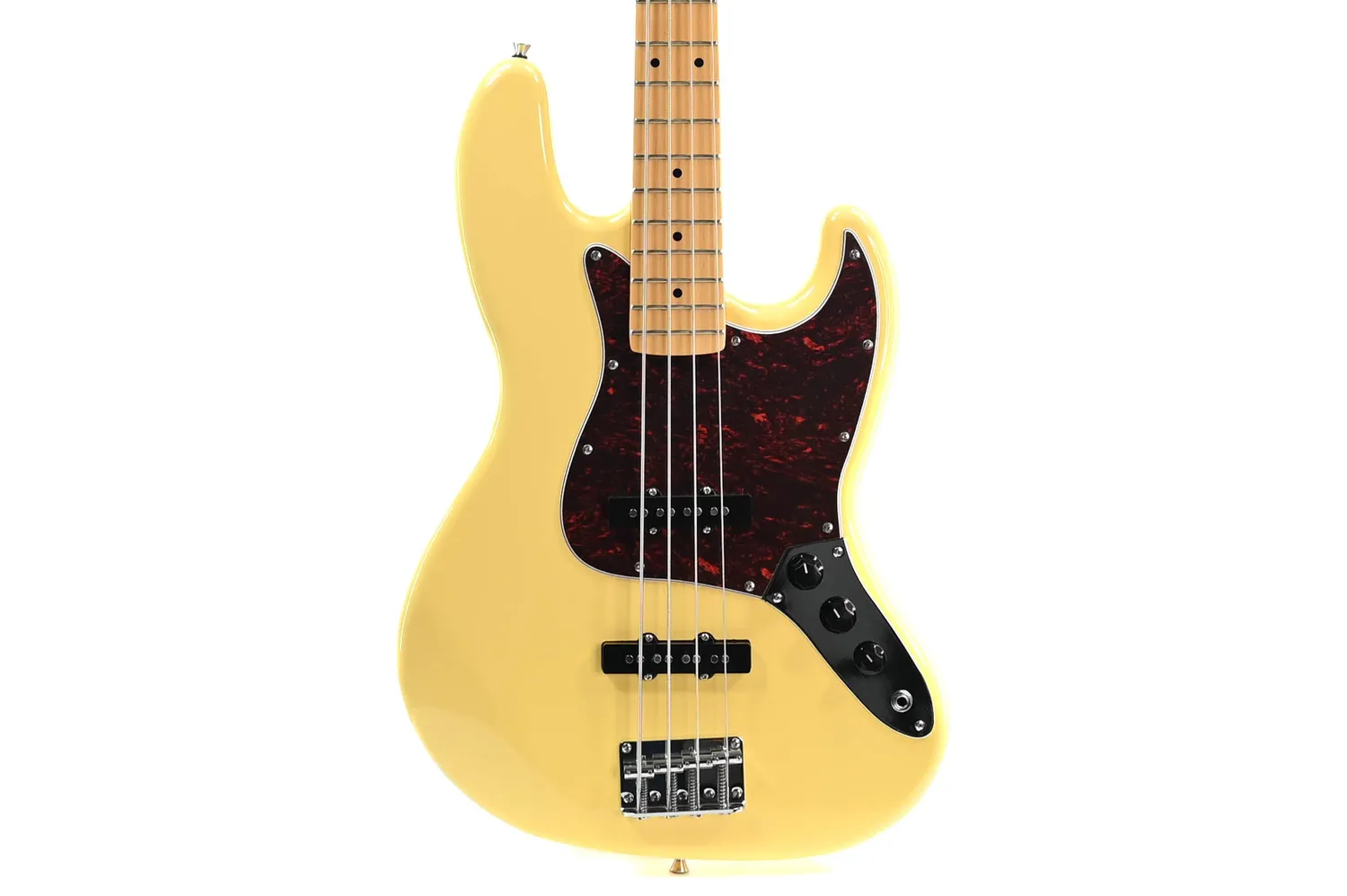 MAI Starter Jazz Bass basgitaar starterset Vintage White 2-pickup