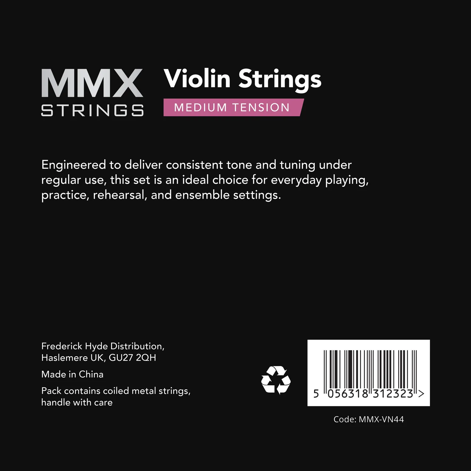 MMX 3/4-4/4 vioolsnaren set staal complete set