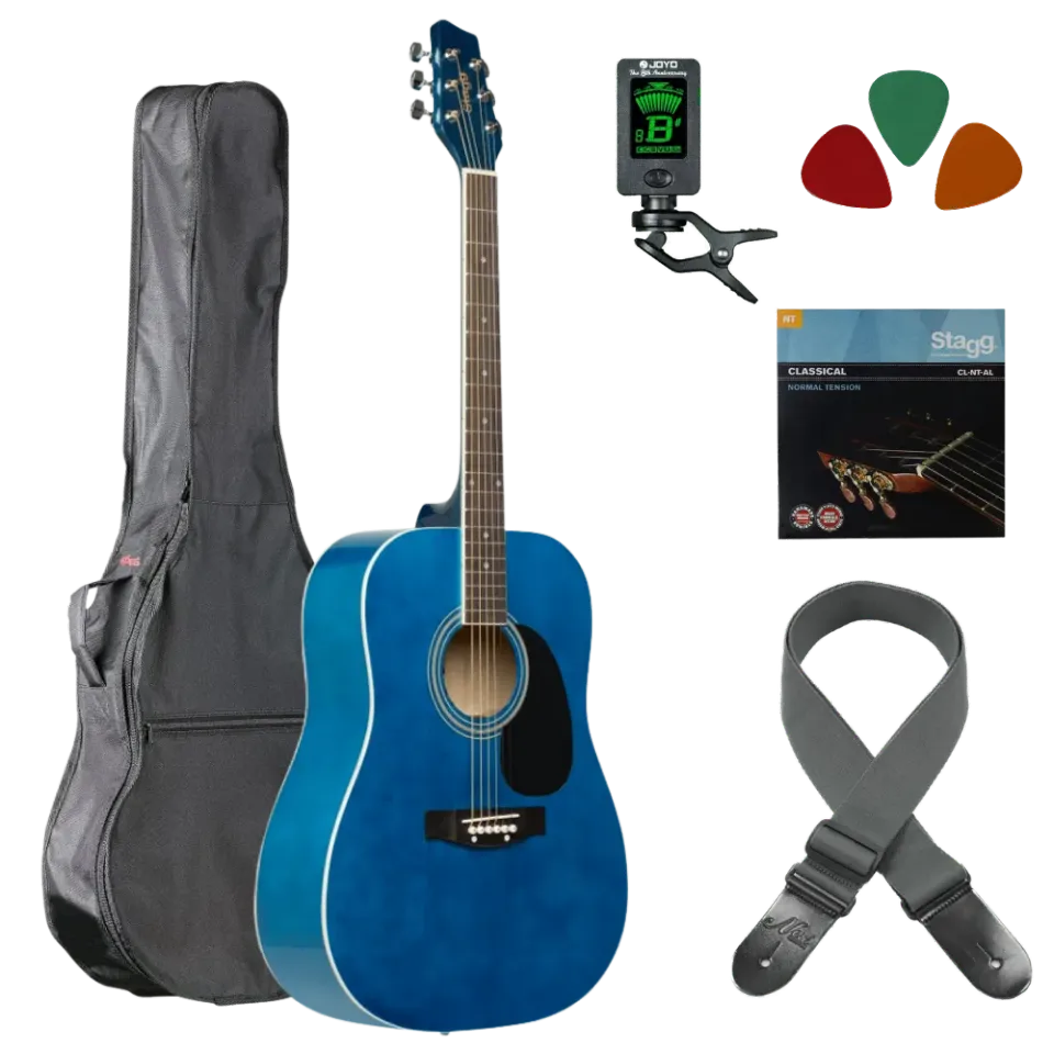 MAI Starter akoestische gitaar starterset blauw