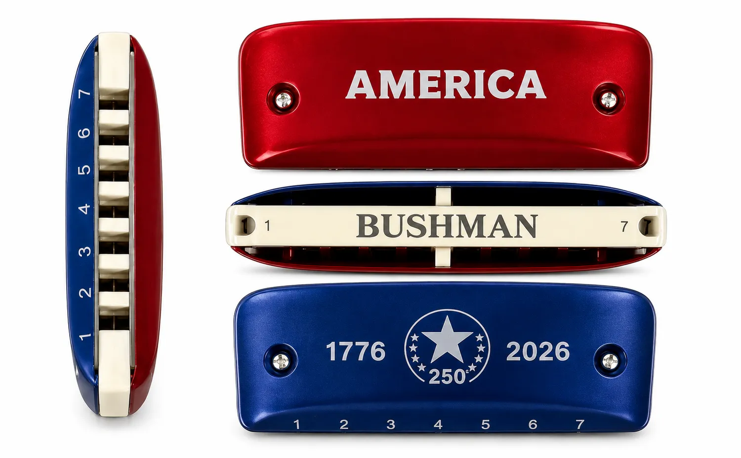Bushman America 250th Birthday mondharmonica editie