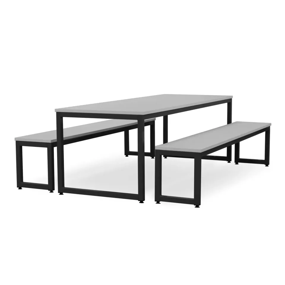 Monarch eettafel met banken school donkergrijs