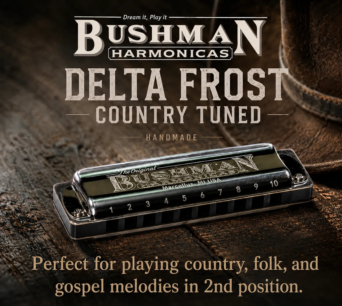 Bushman Delta Frost Country Tuned mondharmonica country stemming