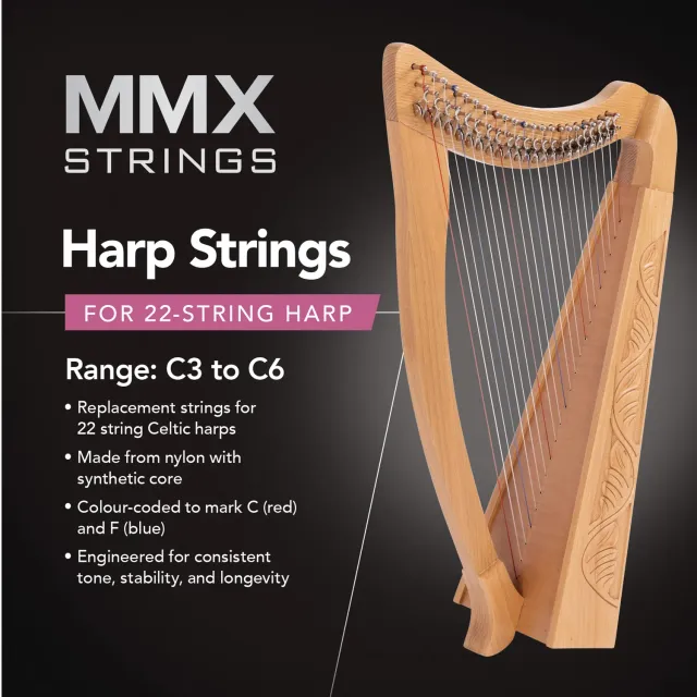 MMX harpsnarenset 22 snaren nylon voor 22-snarige harp
