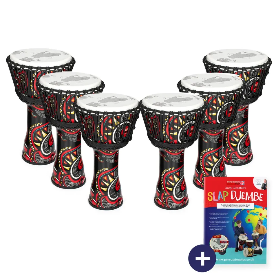 Percussion Plus Carnival Slap djembe 7 inch set 6 stuks